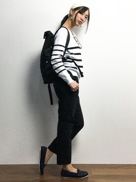 「cache cache（カシュ カシュ）のアイテム（バックパック/リュック）」を使った、矢野結衣さん（レディース・166cm）の冬コーディネート