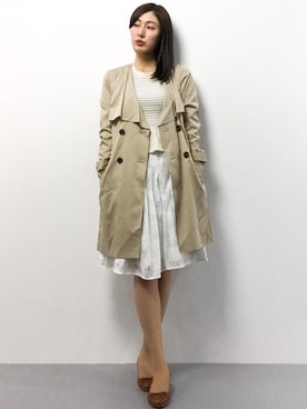 「N.（N. Natural Beauty Basic）（エヌエヌナチュラルビューティーベーシック）のアイテム（トレンチコート）」を使った、矢野結衣さん（レディース・166cm）の春コーディネート