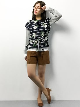 「SINDEE（シンディー）のアイテム」を使った、矢野結衣さん（レディース・166cm）の春コーディネート