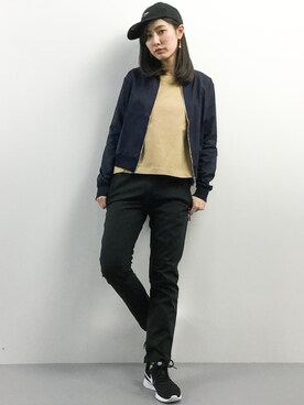 「ANAP（アナップ）のアイテム（ブルゾン）」を使った、矢野結衣さん（レディース・166cm）の春コーディネート