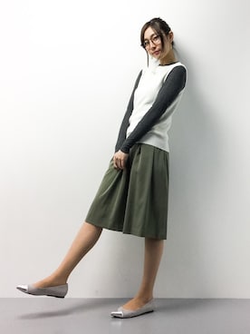 「EDIT COLOGNE（エディットコロン）のアイテム（トップス）」を使った、矢野結衣さん（レディース・166cm）の春コーディネート