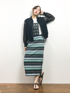 「NARACAMICIE（ナラカミーチェ）のアイテム（ブルゾン）」を使った、矢野結衣さん（レディース・166cm）の春コーディネート