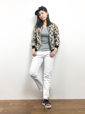 「AZUL ENCANTO（アズールエンカント）のアイテム（ブルゾン）」を使った、矢野結衣さん（レディース・166cm）の春コーディネート