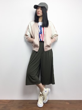 「UP START（アップスタート）のアイテム（ジャケット/アウター）」を使った、矢野結衣さん（レディース・167cm）の春コーディネート