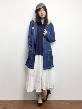 「PLAIN CLOTHING（プレーンクロージング）のアイテム（スカート）」を使った、矢野結衣さん（レディース・167cm）の春コーディネート