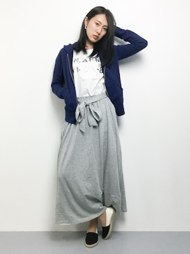 「LOOPWHEELER（ループウィラー）のアイテム」を使った、矢野結衣さん（レディース・167cm）の夏コーディネート
