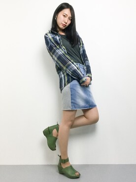 「Hina Day Green（ヒナデイグリーン）のアイテム」を使った、矢野結衣さん（レディース・167cm）の夏コーディネート