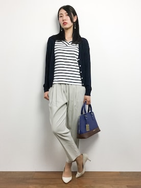 「& chouette（アンドシュエット）のアイテム（ボストンバッグ）」を使った、矢野結衣さん（レディース・167cm）の夏コーディネート