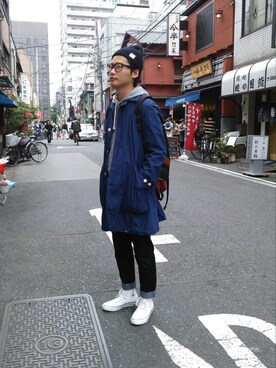 「白いスニーカー」｜「アイテム（その他アウター）」を使った、masahiro.Hさん（メンズ・177cm）の春コーディネート