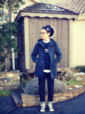 「GLOSTER（グロスター）のアイテム（その他アウター）」を使った、masahiro.Hさん（メンズ・177cm）の冬コーディネート