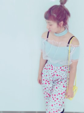 「BUBBLES（バブルス）のアイテム（その他トップス、その他）」を使った、あきほ@ORANGEPORTさん（レディース・154cm）の夏コーディネート