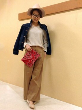 「LBC（エルビーシー）のアイテム（デニムジャケット）」を使った、KAOさん（レディース・164cm）の冬コーディネート