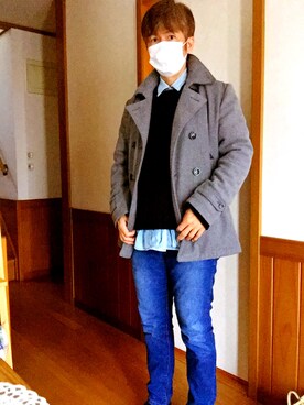 「アイテム（ピーコート）」を使った、たか꒰◍''〰 `◍꒱zzzさん（メンズ・173cm・40代）の春コーディネート