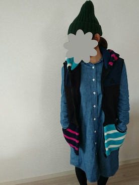 「CHUMS（チャムス）のアイテム（ベスト）」を使った、onicoさん（レディース・153cm）の冬コーディネート