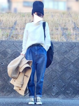 「マムジーンズ」｜aaachan♡*さん（レディース・150cm）の冬コーディネート