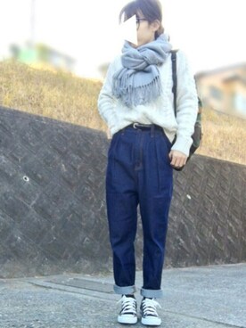 「マムジーンズ」｜aaachan♡*さん（レディース・150cm）の冬コーディネート