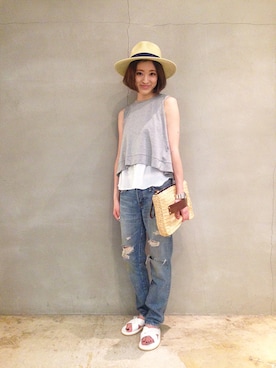 「アイテム（クラッチバッグ）」を使った、Articlegirlさん（レディース・163cm）の夏コーディネート