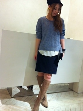 「qualite（カリテ）のアイテム（キャスケット）」を使った、SAYAさん（レディース・163cm）の秋コーディネート