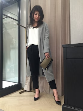 「qualite（カリテ）のアイテム（チェスターコート）」を使った、SAYAさん（レディース・164cm）の冬コーディネート