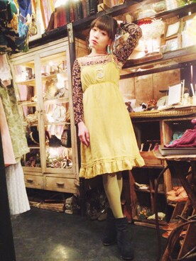 「総柄トップス」｜「アイテム（ワンピース/ドレス）」を使った、野村仁美さん（レディース・159cm）の春コーディネート
