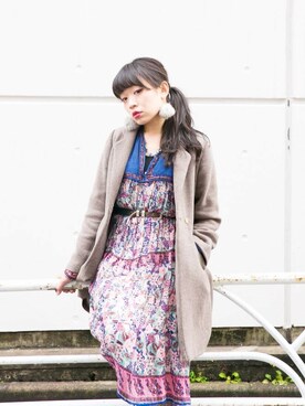 「Grimoire（グリモワール）のアイテム（ワンピース/ドレス）」を使った、野村仁美さん（レディース・159cm）の冬コーディネート