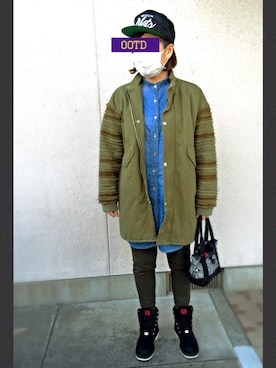 「UNIF（ユニフ）のアイテム（ブルゾン）」を使った、SKNYさん（レディース・159cm）の冬コーディネート