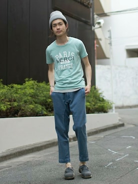 「NANO universe（ナノユニバース）のアイテム（ニットキャップ/ビーニー）」を使った、nano・universe men's STAFFさん（メンズ・171cm）の夏コーディネート