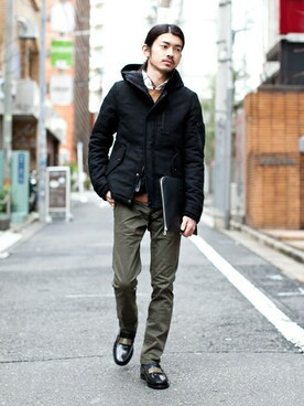 「NANO universe（ナノユニバース）のアイテム（ローファー）」を使った、nano・universe men's STAFFさん（メンズ・171cm）の冬コーディネート