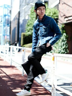 「NANO universe（ナノユニバース）のアイテム（ニットキャップ/ビーニー）」を使った、nano・universe men's STAFFさん（メンズ・171cm）の春コーディネート