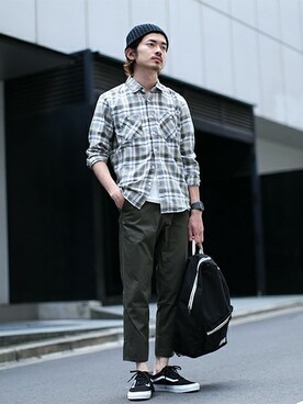 「NANO universe（ナノユニバース）のアイテム（ニットキャップ/ビーニー）」を使った、nano・universe men's STAFFさん（メンズ・171cm）の夏コーディネート
