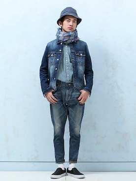 「インディゴデニム」｜nano・universe men's STAFFさん（メンズ・171cm）の冬コーディネート