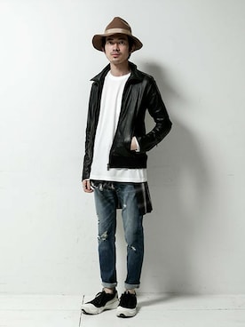 「ツバ広ハット」｜「アイテム（ブルゾン）」を使った、nano・universe men's STAFFさん（メンズ・171cm）の春コーディネート