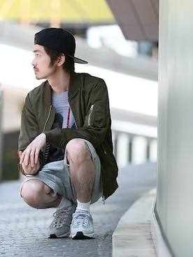 「NANO universe（ナノユニバース）のアイテム（ミリタリージャケット）」を使った、nano・universe men's STAFFさん（メンズ・171cm）の春コーディネート