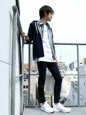 「ネイビー×ホワイト」｜nano・universe men's STAFFさん（メンズ・171cm）の春コーディネート