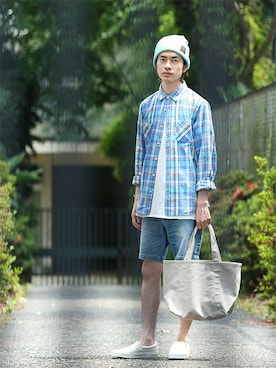 「NANO universe（ナノユニバース）のアイテム（ニットキャップ/ビーニー）」を使った、nano・universe men's STAFFさん（メンズ・171cm）の夏コーディネート
