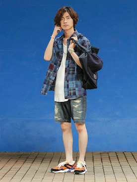 「インディゴ染め」｜nano・universe men's STAFFさん（メンズ・171cm）の夏コーディネート