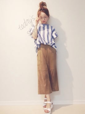 「NANO universe（ナノユニバース）のアイテム（サンダル）」を使った、田中亜希子さん（レディース・145cm）の夏コーディネート