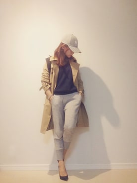 「STUDIOUS（ステュディオス）のアイテム（トレンチコート）」を使った、田中亜希子さん（レディース・145cm）の秋コーディネート