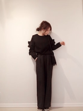 「UNITED ARROWS（ユナイテッドアローズ）のアイテム（ピアス（両耳用））」を使った、田中亜希子さん（レディース・145cm）の冬コーディネート