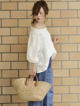 「coca（ANDEX shoes product）（コカ）のアイテム（トップス）」を使った、田中亜希子さん（レディース・145cm）の夏コーディネート