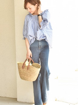 「coca（ANDEX shoes product）（コカ）のアイテム（トップス）」を使った、田中亜希子さん（レディース・145cm）の夏コーディネート