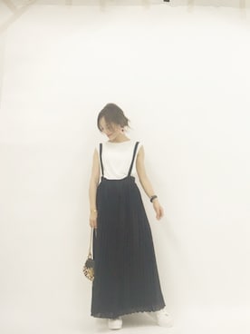 「EN ROUTE（アンルート）のアイテム」を使った、田中亜希子さん（レディース・145cm）の夏コーディネート