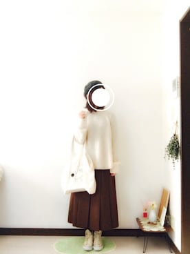 「YAECA」｜「アイテム（ハンチング/ベレー帽）」を使った、Rさん（レディース・153cm）の秋コーディネート