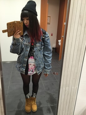 「くつした」｜「アイテム（ブーツ）」を使った、EMILY TANAKAさん（レディース・158cm）の冬コーディネート
