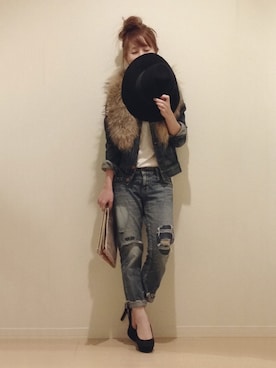 「RED CARD TOKYO（レッドカード）のアイテム（ジャケット/アウター）」を使った、marikoさん（レディース・155cm）の冬コーディネート