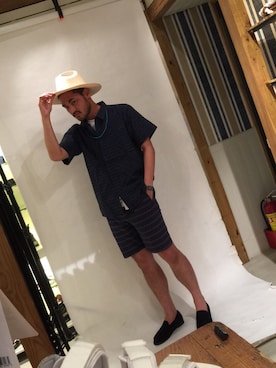 「SET UP」｜「アイテム（モカシン/デッキシューズ）」を使った、enzotingさん（メンズ・178cm）の夏コーディネート