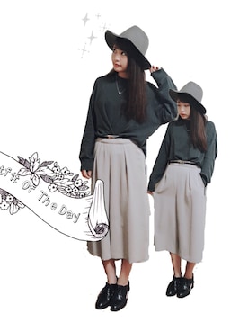 「SLOBE IENA（スローブイエナ）のアイテム（ハット）」を使った、三橋栄香さん（レディース・155cm）の秋コーディネート