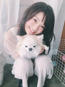 「flower（フラワー）のアイテム（パンツ）」を使った、三橋栄香さん（レディース・155cm）の夏コーディネート