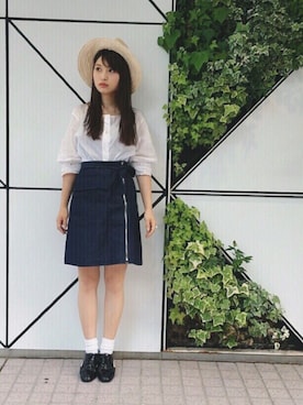 「made in HEAVEN（メイドインヘブン）のアイテム」を使った、三橋栄香さん（レディース・155cm）の夏コーディネート