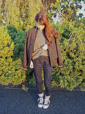 「FRED PERRY（フレッドペリー）のアイテム（ブルゾン）」を使った、三橋栄香さん（レディース・155cm）の秋コーディネート